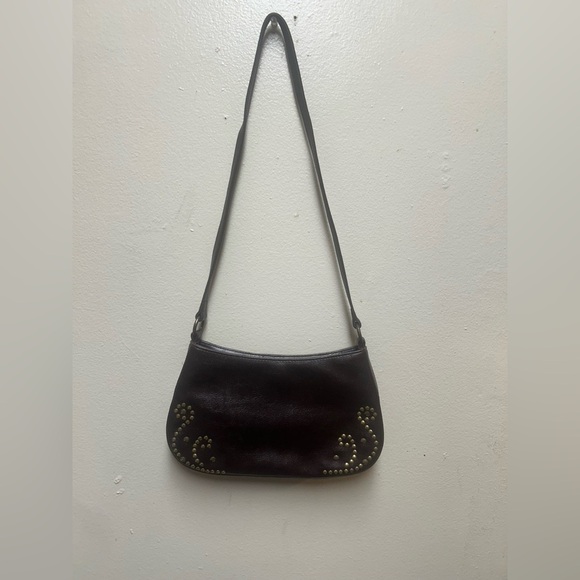 VTG Express Small Leather Hobo Shoulder Purse Embellishment Dark Brown Western - Picture 5 of 6